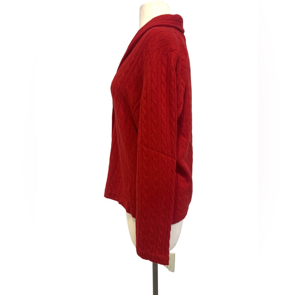 Charter Club 2 ply Cashmere Red Cable knit Cardigan -NWOT - Picture 4 of 9